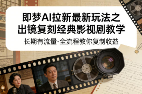 即梦AI拉新最新玩法之出镜复刻经典影视剧教学，长期有流量，全流程教你复制收益网创项目-知识付费-在线课程-自媒体创业-网络副业-优利资源优利资源网
