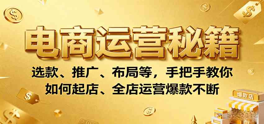 电商运营秘籍：选款、推广、布局等，手把手教你如何起店、全店运营爆款不断网创项目-知识付费-在线课程-自媒体创业-网络副业-优利资源优利资源网