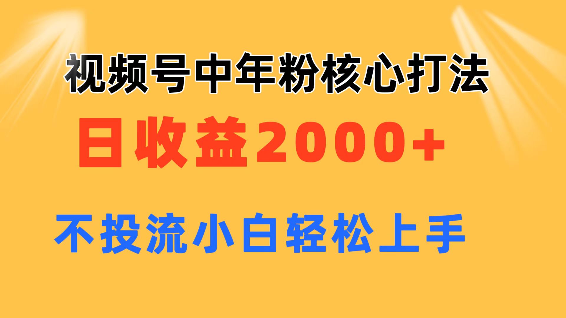 （11205期）视频号中年粉核心玩法 日收益2000+ 不投流小白轻松上手网创项目-知识付费-在线课程-自媒体创业-网络副业-优利资源优利资源网