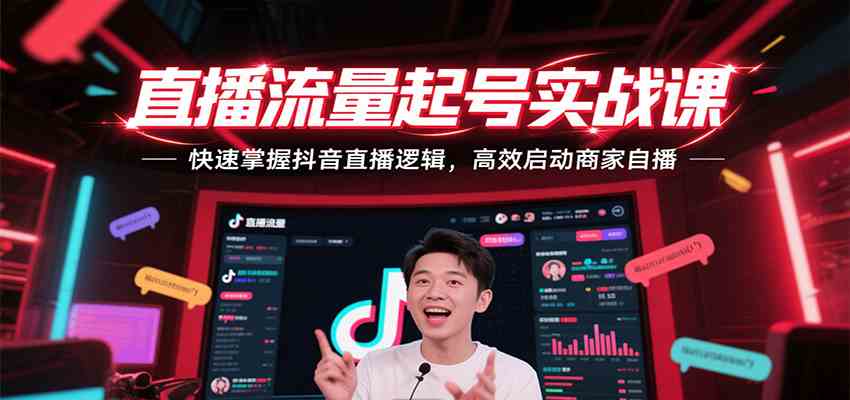 直播流量起号实战课，快速掌握抖音直播逻辑，高效启动商家自播网创项目-知识付费-在线课程-自媒体创业-网络副业-优利资源优利资源网