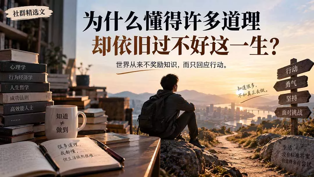 社群精选文:为什么懂得许多道理却依旧过不好这一生? 社群精选文:为什么懂得许多道理却依旧过不好这一生?