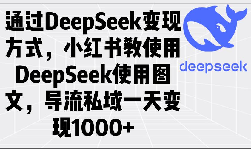 （14179期）通过DeepSeek变现方式，小红书教使用DeepSeek图文，导流私域一天变现1000+网创项目-知识付费-在线课程-自媒体创业-网络副业-优利资源优利资源网