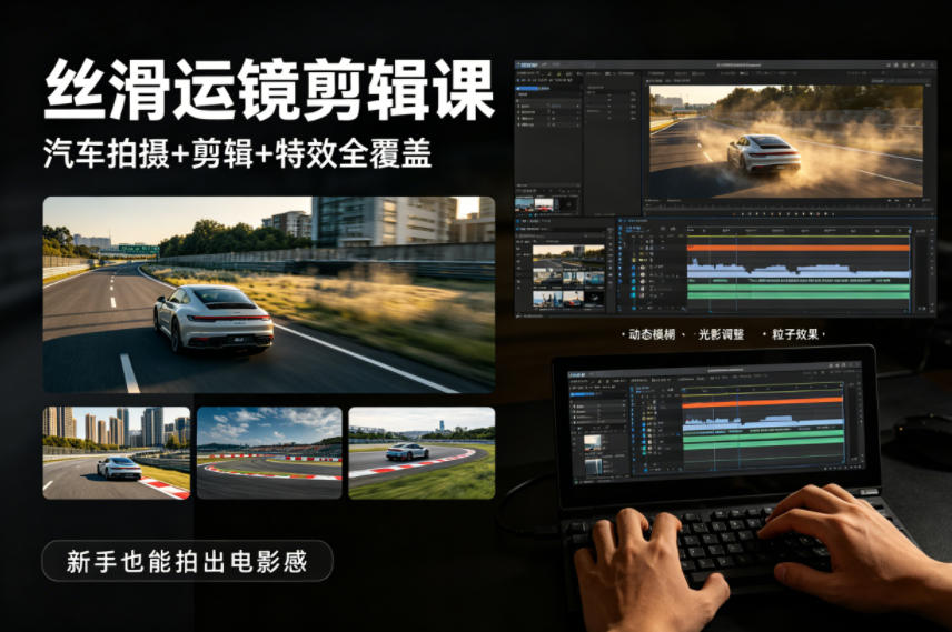 大叔丝滑运镜剪辑课，汽车拍摄+剪辑+特效全覆盖，新手也能拍出电影感网创项目-知识付费-在线课程-自媒体创业-网络副业-优利资源优利资源网