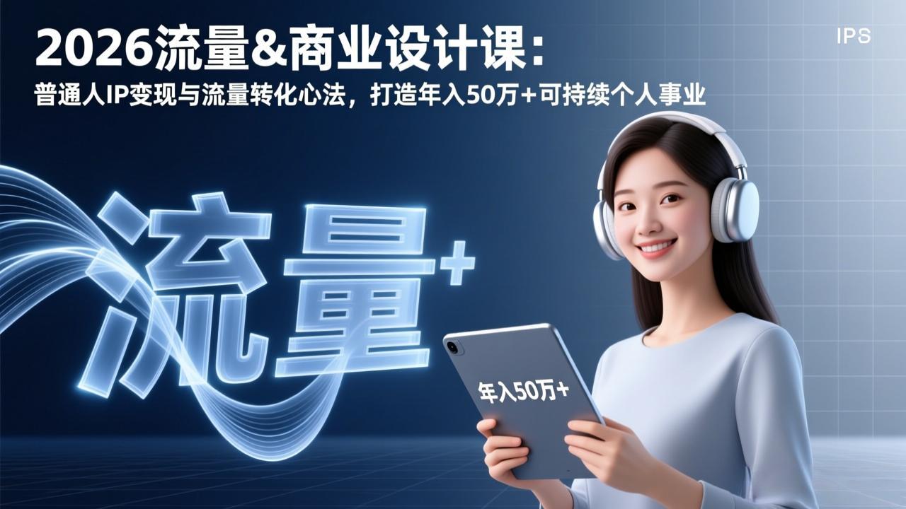 2026流量&商业设计课：普通人IP变现与流量转化心法，打造年入50万+可持续个人事业网创项目-知识付费-在线课程-自媒体创业-网络副业-优利资源优利资源网