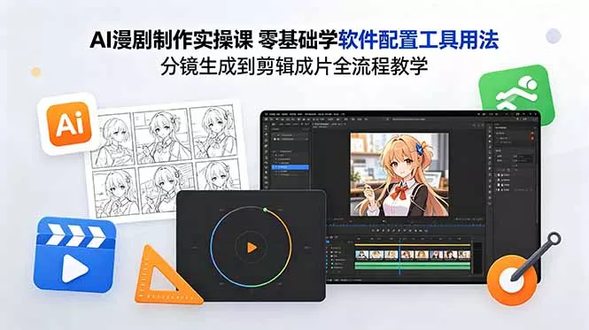 AI漫剧制作实操课 零基础学软件配置工具用法 分镜生成到剪辑成片全流程教学网创项目-知识付费-在线课程-自媒体创业-网络副业-优利资源优利资源网