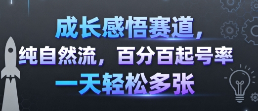 成长感悟赛道，纯自然流，百分百起号率 一天轻松多张网创项目-知识付费-在线课程-自媒体创业-网络副业-优利资源优利资源网