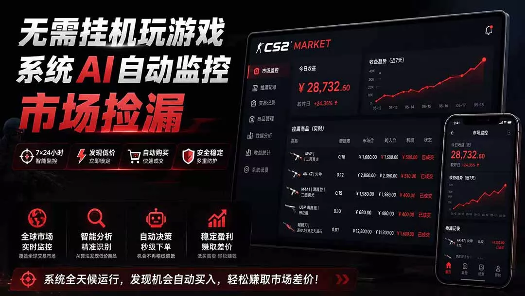 系统AI自动监控市场捡漏，不用玩游戏|只需要一部手机|支持任何形式数据验证网创项目-知识付费-在线课程-自媒体创业-网络副业-优利资源优利资源网