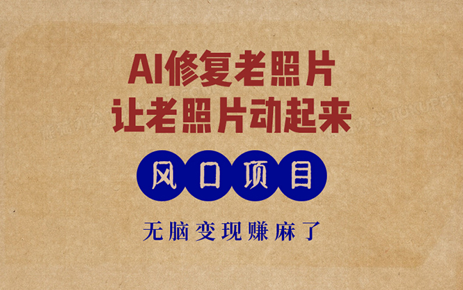 （13296期）最新风口项目，AI一键修复老照片，让老照片动起来，接单到手软，无脑变…网创项目-知识付费-在线课程-自媒体创业-网络副业-优利资源优利资源网