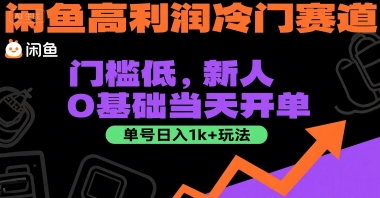 闲鱼高利润冷门赛道：门槛低，新人0基础当天开单，单号日入1k+玩法【揭秘】网创项目-知识付费-在线课程-自媒体创业-网络副业-优利资源优利资源网
