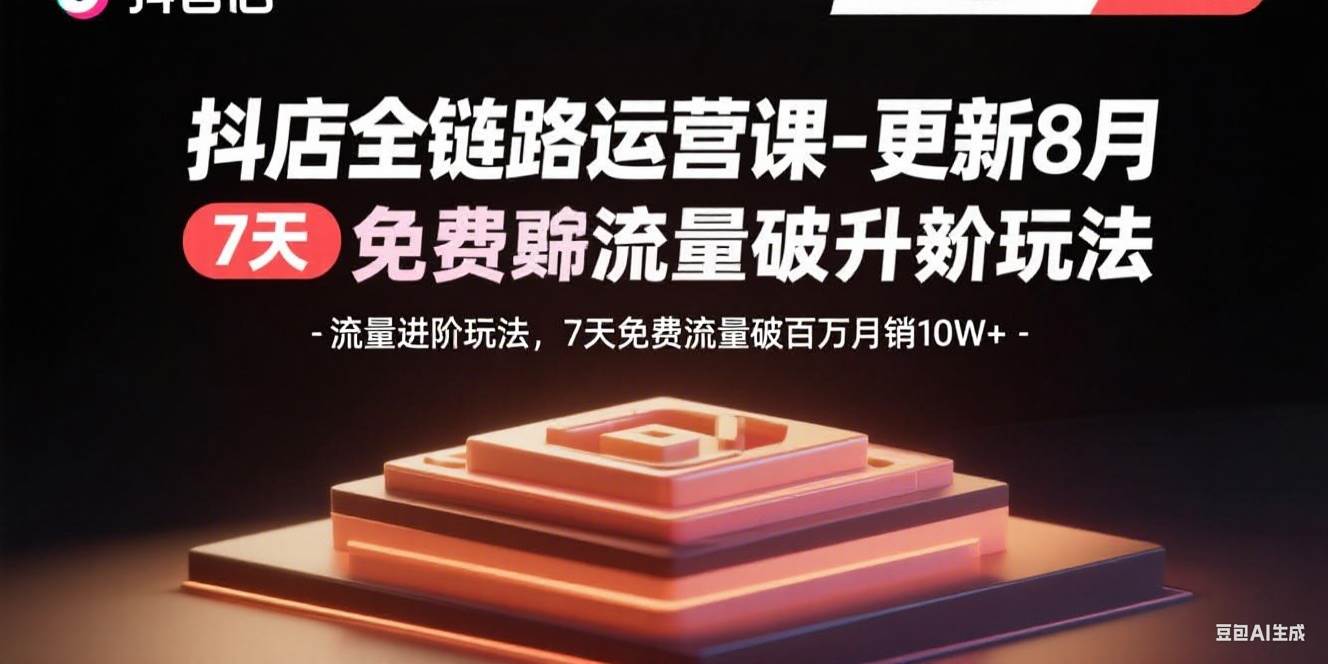 （15918期）抖店全链路运营课-更新8月：流量进阶玩法，7天免费流量破百万月销10W+网创项目-知识付费-在线课程-自媒体创业-网络副业-优利资源优利资源网