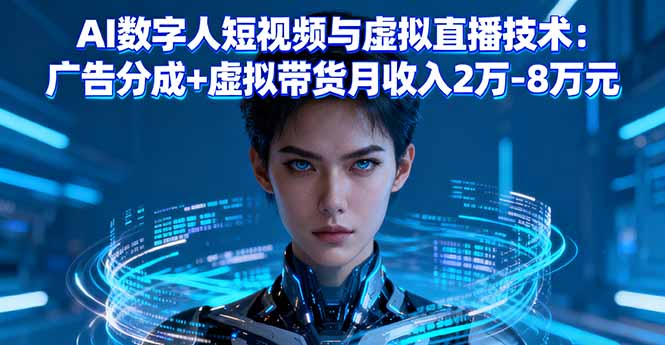 AI数字人短视频与虚拟直播技术：广告分成+虚拟带货月收入2万-8万元网创项目-知识付费-在线课程-自媒体创业-网络副业-优利资源优利资源网