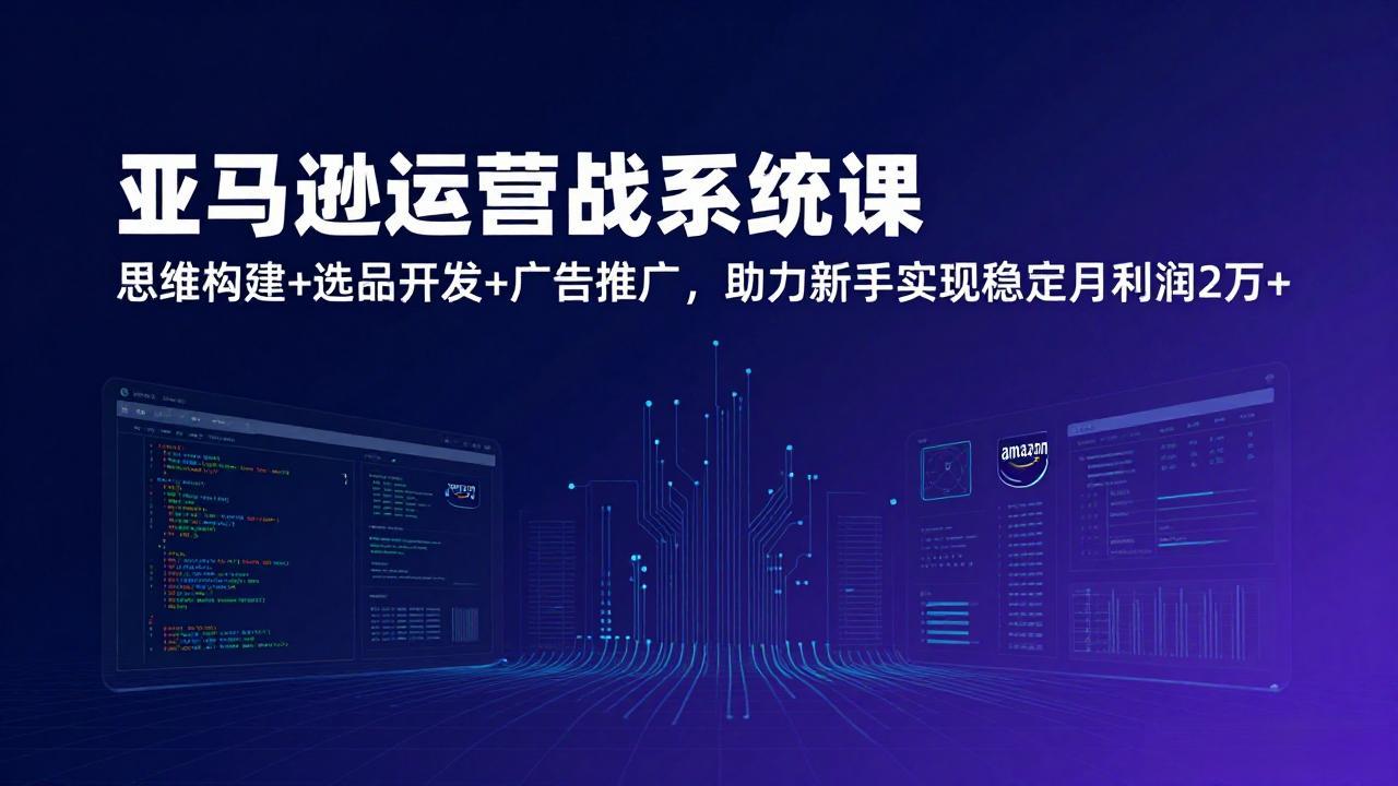 亚马逊运营实战系统课，思维构建+选品开发+广告推广，助力新手实现稳定月利润2万+(更新网创项目-知识付费-在线课程-自媒体创业-网络副业-优利资源优利资源网