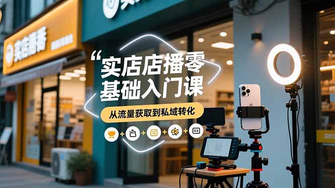 实体店播零基础入门课，实体店+短视频+直播+微信生态+私域社群，从流量获取到私域转化网创项目-知识付费-在线课程-自媒体创业-网络副业-优利资源优利资源网