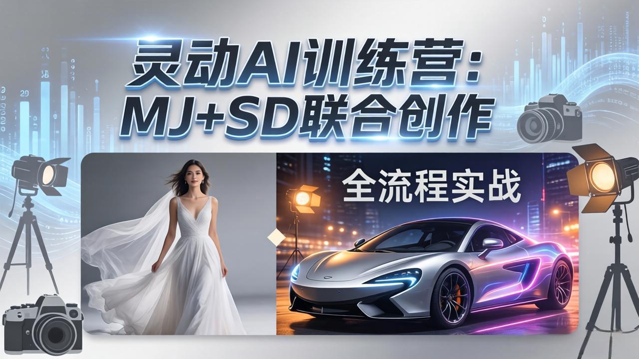 灵动AI训练营-3.0课程：MJ+SD联合创作，从婚纱大片到汽车广告，摄影后期全流程实战网创项目-知识付费-在线课程-自媒体创业-网络副业-优利资源优利资源网