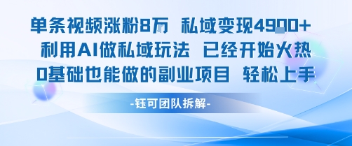 单条视频私域变现4.9k+利用AI做私域玩法 已经开始火热0基础也能做的副业项目轻松上手网创项目-知识付费-在线课程-自媒体创业-网络副业-优利资源优利资源网