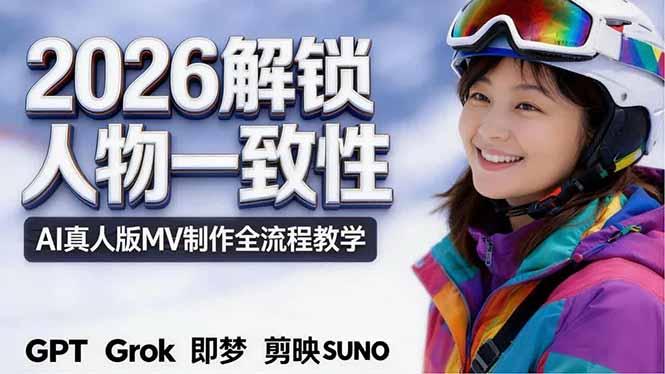 2026独创解锁人物一致性：AI真人版MV制作，不讲空话，不拼概念，全流程实操网创项目-知识付费-在线课程-自媒体创业-网络副业-优利资源优利资源网