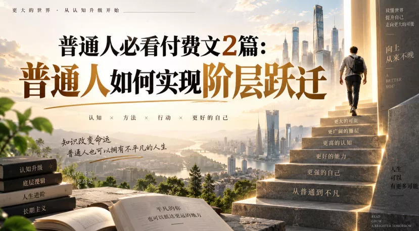 普通人必看付费文2篇：普通人如何实现阶层跃迁网创项目-知识付费-在线课程-自媒体创业-网络副业-优利资源优利资源网