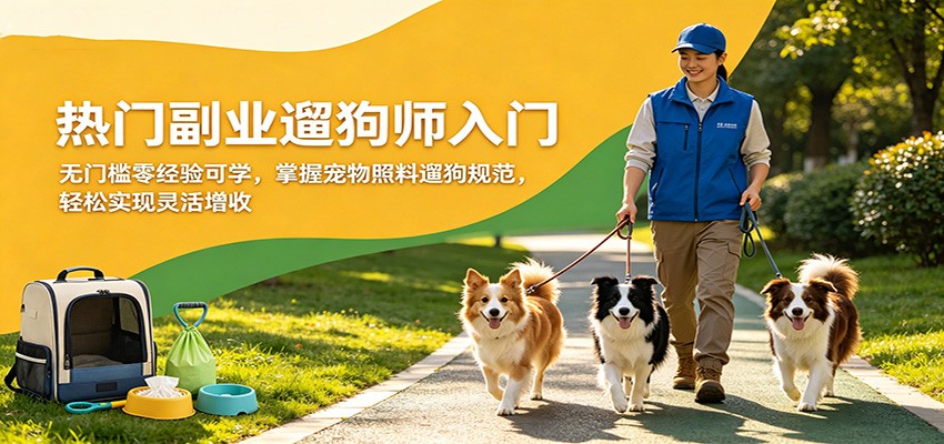 热门副业遛狗师入门，无门槛零经验可学，掌握宠物照料遛狗规范，轻松实现灵活增收网创项目-知识付费-在线课程-自媒体创业-网络副业-优利资源优利资源网