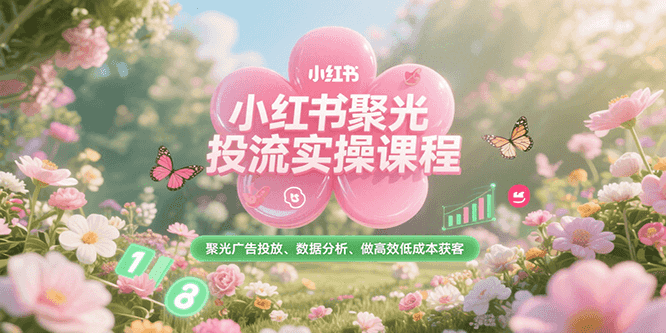 小红书聚光投流实操课程，聚光广告投放、数据分析、做高效低成本获客网创项目-知识付费-在线课程-自媒体创业-网络副业-优利资源优利资源网