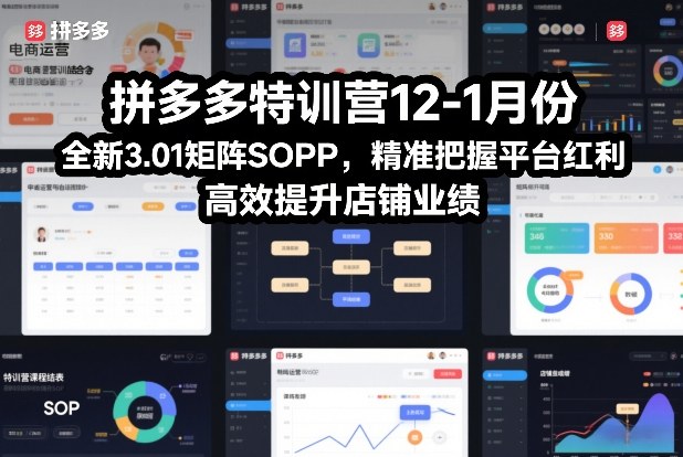 拼多多特训营12-1月份，全新3.01矩阵Sop，精准把握平台红利，高效提升店铺业绩网创项目-知识付费-在线课程-自媒体创业-网络副业-优利资源优利资源网