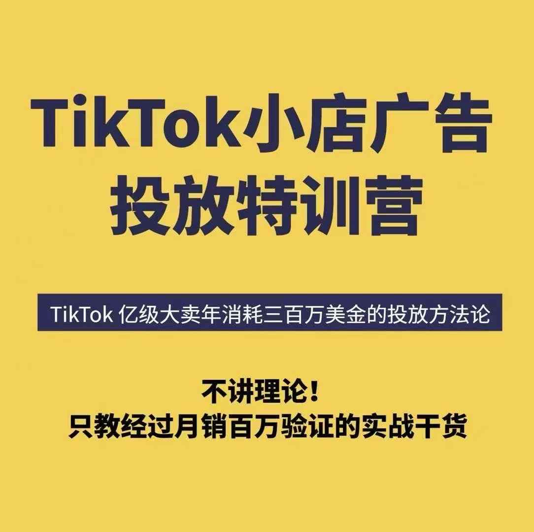 TikTok小店广告投放特训营，6天破局计划专治各种“投不动”，教你经过月销百万验证的实战干货网创项目-知识付费-在线课程-自媒体创业-网络副业-优利资源优利资源网