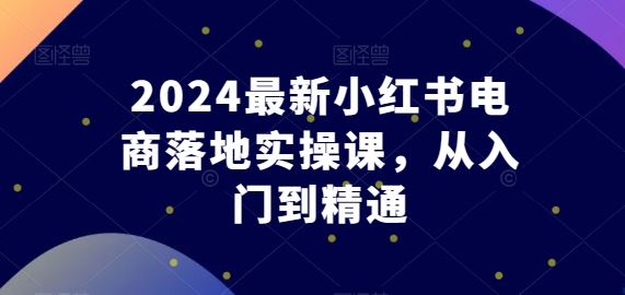 2024最新小红书电商落地实操课，从入门到精通网创项目-知识付费-在线课程-自媒体创业-网络副业-优利资源优利资源网