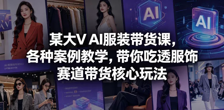 某大V AI服装带货课，各种案例教学，带你吃透服饰赛道带货核心玩法网创项目-知识付费-在线课程-自媒体创业-网络副业-优利资源优利资源网