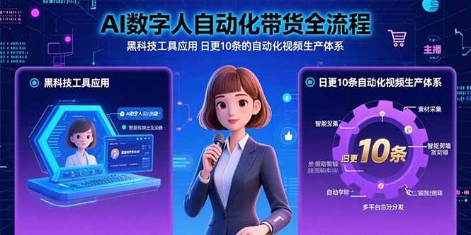 （15699期）AI数字人自动化带货全流程：黑科技工具应用 日更10条的自动化视频生产体系网创项目-知识付费-在线课程-自媒体创业-网络副业-优利资源优利资源网