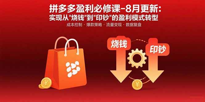 （15771期）拼多多盈利必修课-8月更新：突破运营瓶颈 实现从烧钱到印钞的盈利模式转型网创项目-知识付费-在线课程-自媒体创业-网络副业-优利资源优利资源网
