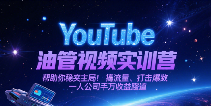 YouTube油管视频实训营，帮助你稳入局、搞流量、打爆款，一人公司千万收益赛道网创项目-知识付费-在线课程-自媒体创业-网络副业-优利资源优利资源网