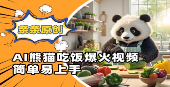 Ai熊猫吃饭爆火视频，条条原创，简单易上手网创项目-知识付费-在线课程-自媒体创业-网络副业-优利资源优利资源网