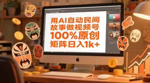 用AI自动民间故事做视频号，100%原创，矩阵日入1k+网创项目-知识付费-在线课程-自媒体创业-网络副业-优利资源优利资源网