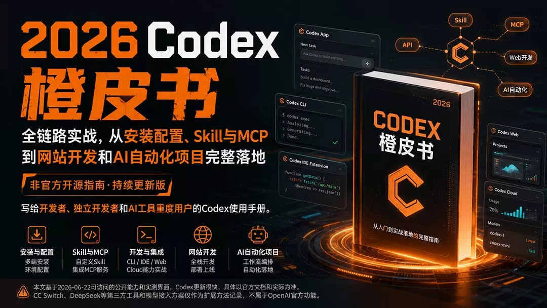 2026Codex橙皮书：全链路实战，从安装配置、Skill与MCP到网站开发和AI自动化项目完整落地网创项目-知识付费-在线课程-自媒体创业-网络副业-优利资源优利资源网