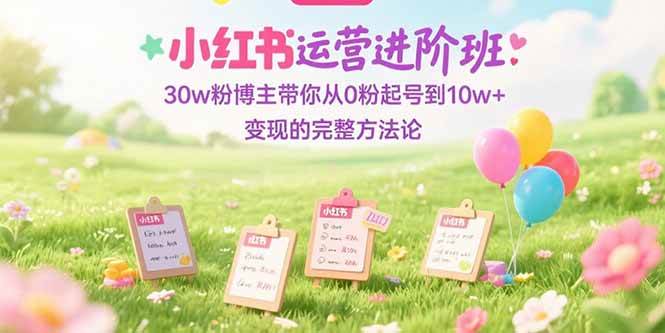 （15318期）小红书运营进阶班：30w粉博主带你从0粉起号到10w+变现的完整方法论网创项目-知识付费-在线课程-自媒体创业-网络副业-优利资源优利资源网