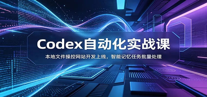 Codex自动化实战课：本地文件操控网站开发上线，智能记忆任务批量处理网创项目-知识付费-在线课程-自媒体创业-网络副业-优利资源优利资源网
