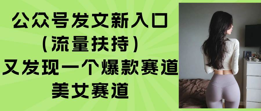 （15781期）公众号发文新入口（流量扶持），又发现一个爆款赛道：美女赛道网创项目-知识付费-在线课程-自媒体创业-网络副业-优利资源优利资源网