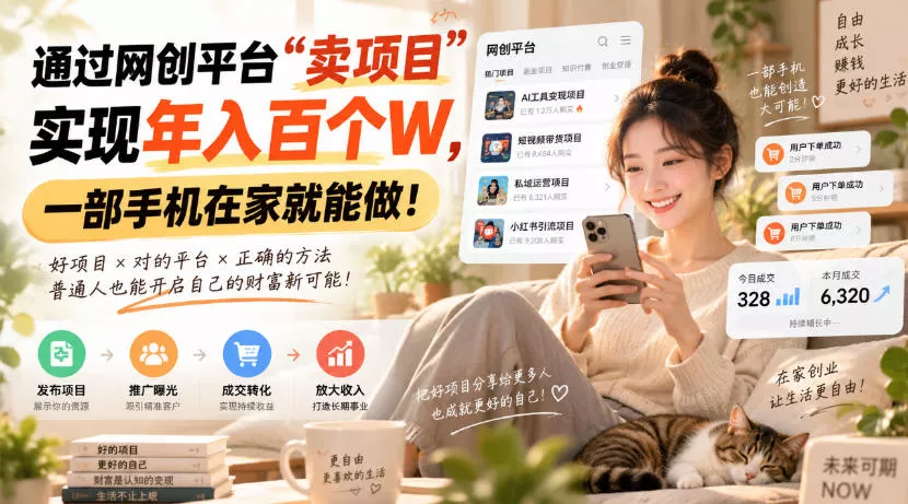 靠卖网创项目变现,一年拿下百万收益!一台手机就能操作!网创项目-知识付费-在线课程-自媒体创业-网络副业-优利资源优利资源网