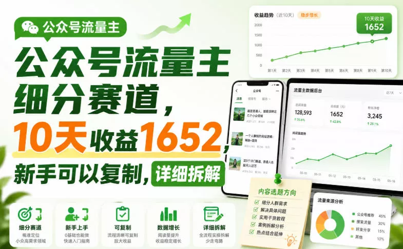 公众号流量主细分赛道,10天收益1652,新手可以复制,详细拆解 公众号流量主细分赛道,10天收益1652,新手可以复制,详细拆解