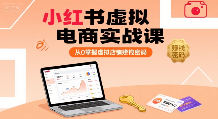 小红书虚拟电商实战课，从0掌握虚拟店铺賺钱密码网创项目-知识付费-在线课程-自媒体创业-网络副业-优利资源优利资源网