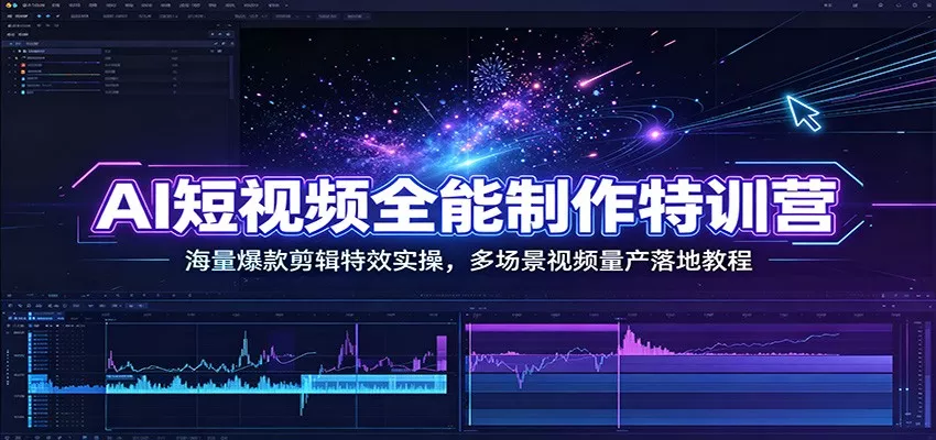 AI短视频全能制作特训营：海量爆款剪辑特效实操，多场景视频量产落地教程网创项目-知识付费-在线课程-自媒体创业-网络副业-优利资源优利资源网
