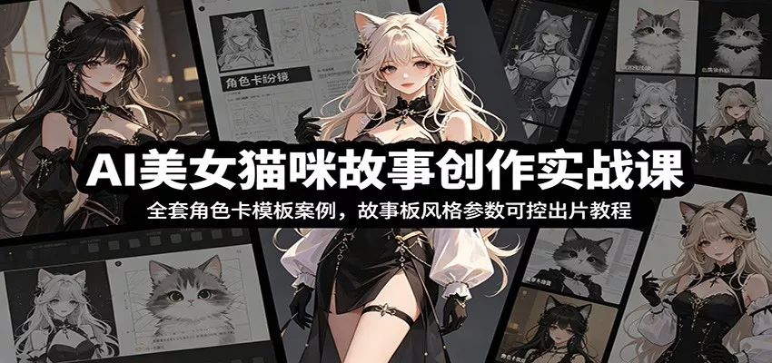 AI美女猫咪故事创作实战课：全套角色卡模板案例，故事板风格参数可控出片教程网创项目-知识付费-在线课程-自媒体创业-网络副业-优利资源优利资源网