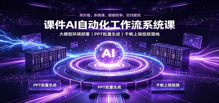 课件AI自动化工作流系统课：大模型环境部署，PPT批量生成，千帆上架投放落地网创项目-知识付费-在线课程-自媒体创业-网络副业-优利资源优利资源网
