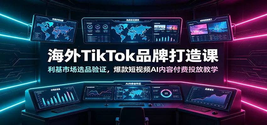 海外TikTok品牌打造课：利基市场选品验证，爆款短视频AI内容付费投放教学网创项目-知识付费-在线课程-自媒体创业-网络副业-优利资源优利资源网