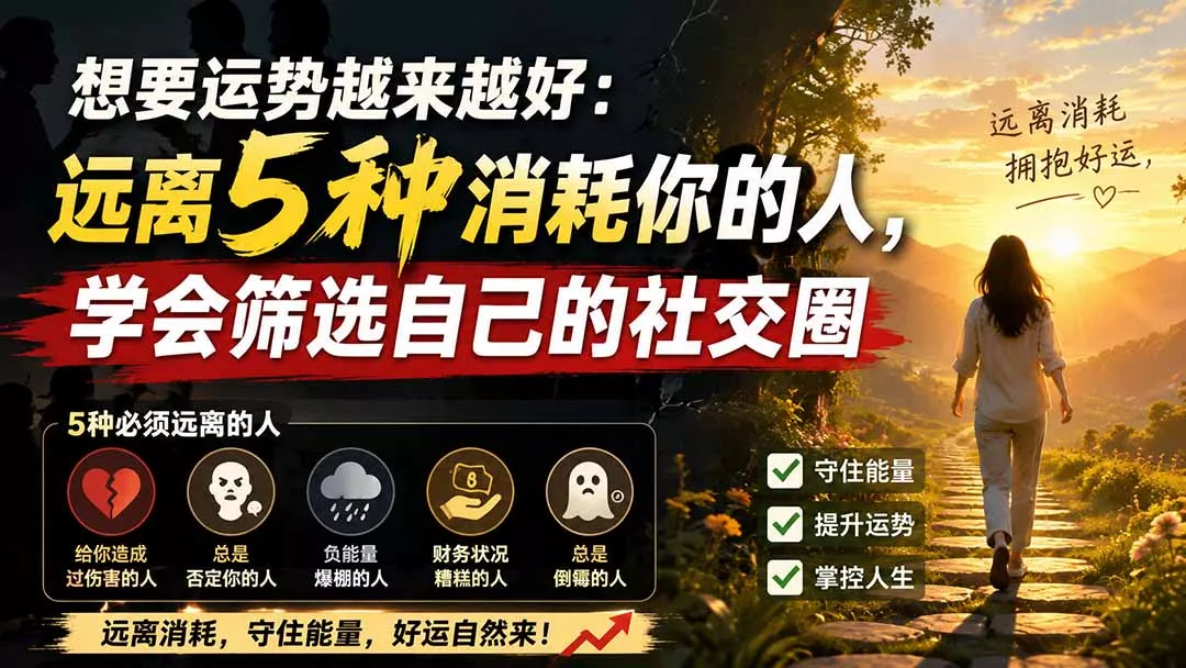 付费文章：想要运势越来越好：远离5种消耗你的人，学会筛选自己的社交圈网创项目-知识付费-在线课程-自媒体创业-网络副业-优利资源优利资源网