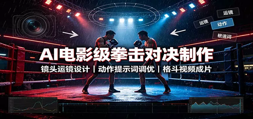AI电影级拳击对决制作：镜头运镜设计，动作提示词调优，格斗视频成片网创项目-知识付费-在线课程-自媒体创业-网络副业-优利资源优利资源网