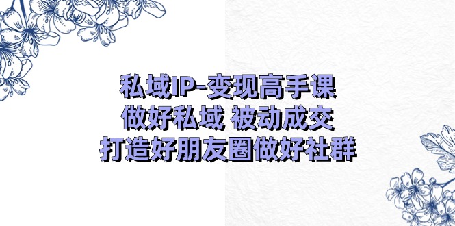 私域IP变现高手课：做好私域被动成交，打造好朋友圈做好社群（18节）网创项目-知识付费-在线课程-自媒体创业-网络副业-优利资源优利资源网