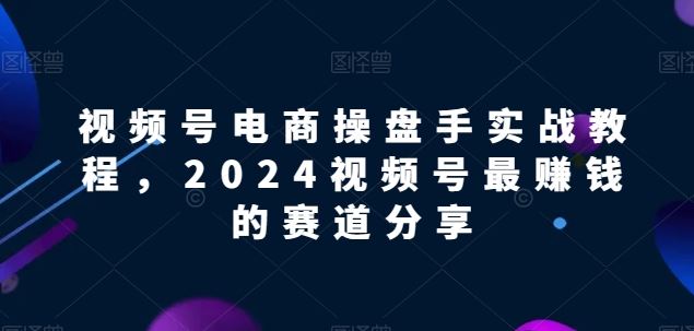 视频号电商实战教程，2024视频号最赚钱的赛道分享网创项目-知识付费-在线课程-自媒体创业-网络副业-优利资源优利资源网
