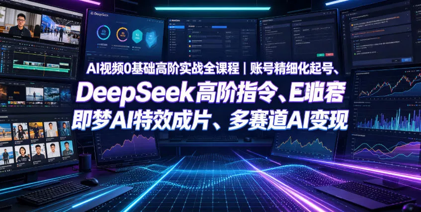 AI视频0基础高阶实战全课程｜账号精细化起号、DeepSeek高阶指令、即梦AI特效成片、多赛道AI短视频量产变现网创项目-知识付费-在线课程-自媒体创业-网络副业-优利资源优利资源网