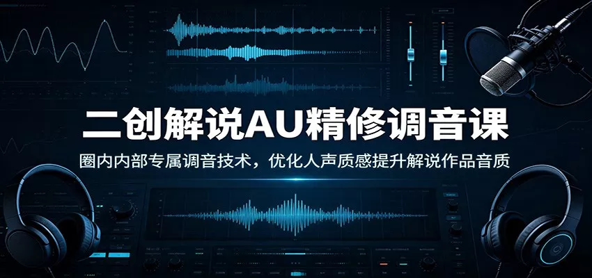二创解说AU精修调音课：圈内内部专属调音技术，优化人声质感提升解说作品音质网创项目-知识付费-在线课程-自媒体创业-网络副业-优利资源优利资源网
