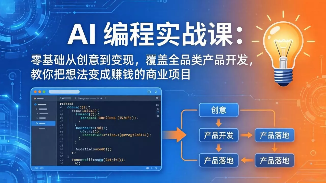 AI编程实战课-第三期-5月更新：零基础从创意到变现，覆盖全品类产品开发，把想法变成赚钱项目网创项目-知识付费-在线课程-自媒体创业-网络副业-优利资源优利资源网